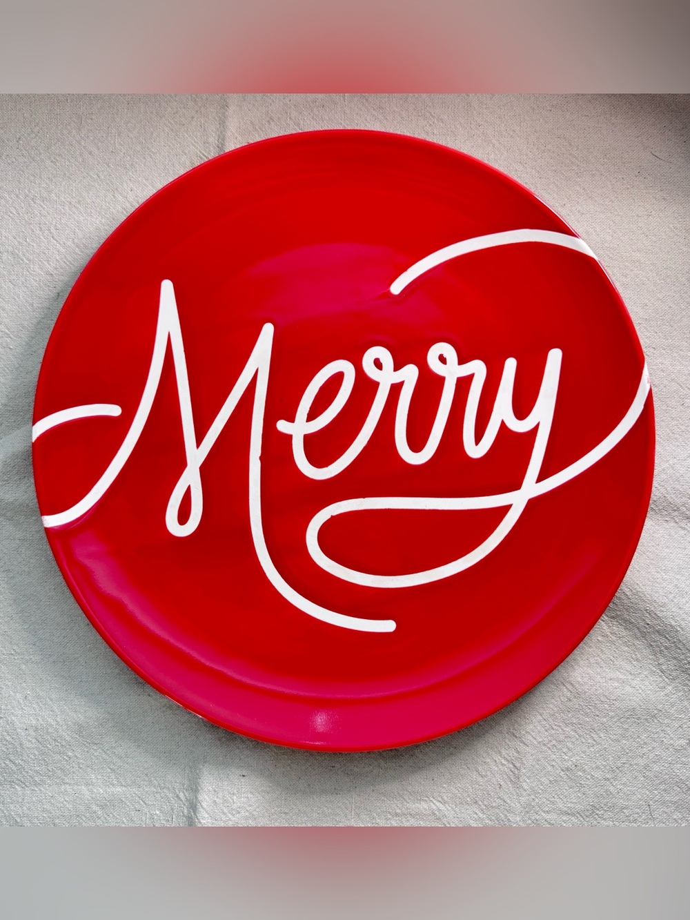 Large Hallmark Red “Merry” Plate